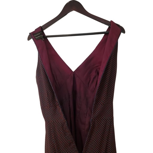 Nanette Lepore Dress V-Neck Sleeveless Polka Dot Blue Burgundy Size O - Picture 4 of 7